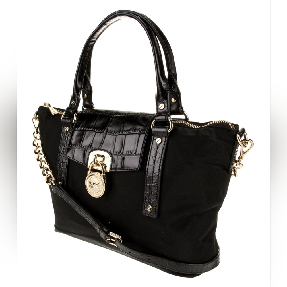 NWT Michael Kors Black Shoulder Bag & Gold Accents - Picture 3 of 9